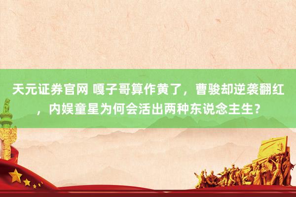 天元证券官网 嘎子哥算作黄了，曹骏却逆袭翻红，内娱童星为何会活出两种东说念主生？