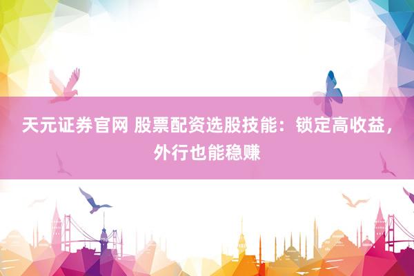 天元证券官网 股票配资选股技能：锁定高收益，外行也能稳赚